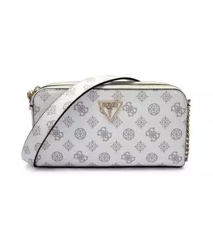 Сумка женсепя Guess Erica мессенджер с фирменным принтом, белый