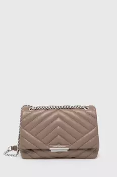 Сумка женская Armani Exchange из экокожи стеганая на ремне-цепочке, бежевый