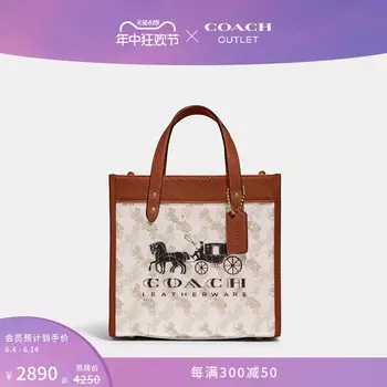 Сумка женская Coach Outlet Field № 22 с принтом, белый
