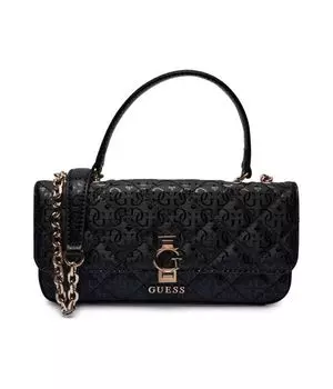 Сумка женская Guess Bessey с фирменным принтом на цепочке, черный
