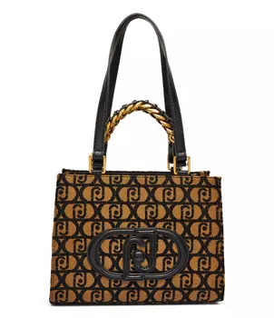 Сумка женская Liu Jo текстильная с принтом из монограмм, бежевый