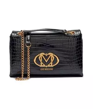 Сумка женская Love Moschino через плечо на цепочке и с тиснением, черный