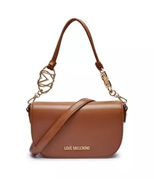 Сумка женская Love Moschino через плечо с декоративным ремнем, коричневый