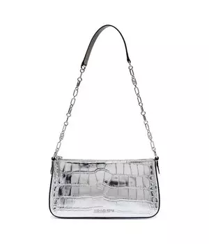 Сумка женская Michael Kors Empire кожаная фактурная на цепочке, серебряный