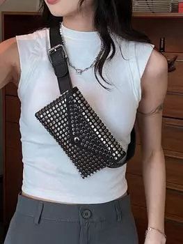 Сумка женская поясная, черный