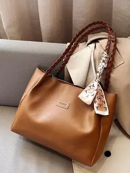 Сумка женская с двойной ручкой, коричневый