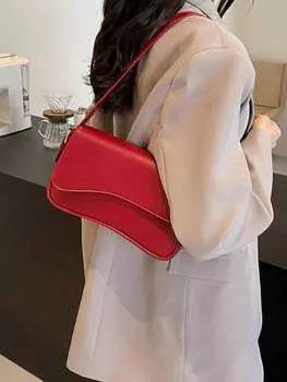 Сумка женская с откидной крышкой, бургундия