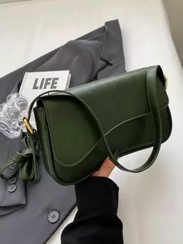 Сумка женская с откидной крышкой, зеленый