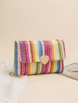 Сумка женская с ремешком-цепочкой, многоцветный