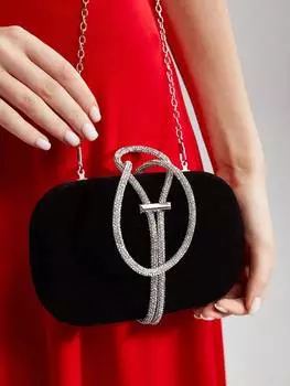 Сумка женская вечерняя Motf с бриллиантной цепочкой, черный