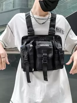 Сумка-жилет в стиле хип-хоп, черный