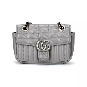 Сумки через плечо GG Marmont из кожи, мини-сумки через плечо для женщин, серые GUCCI
