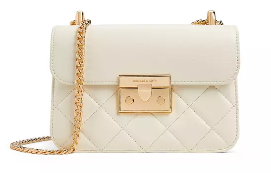 Сумки через плечо из искусственной кожи, маленькие, женские, разноцветные CHARLES&KEITH, кремовый/молочно-белый