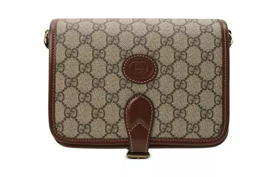 Сумка через плечо унисекс Gucci с принтом и окантовкой, бежевый