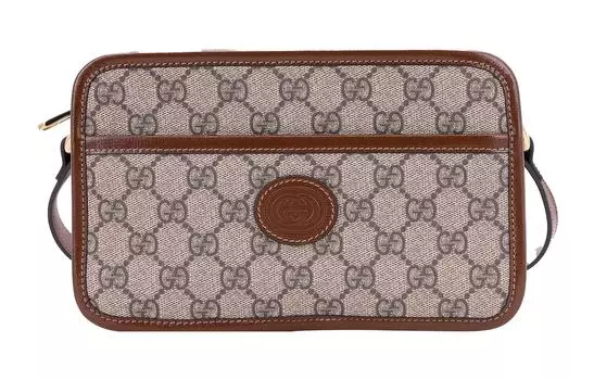 Сумка через плечо унисекс Gucci с принтом прямоугольная, бежевый