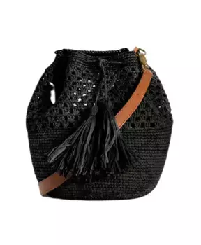 Сумки из рафии связанные крючком с кожаными ремнями Ibeliv, черный
