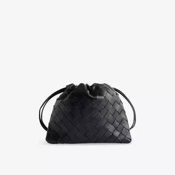 Сумочка через плечо Bottega Veneta из кожи с пыльником, черный
