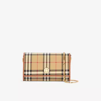 Сумочка через плечо Burberry на цепочке с принтом в клетку, мультиколор