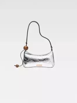 Сумочка через плечо из бисера Ле Бису Перль Jacquemus, серебряный