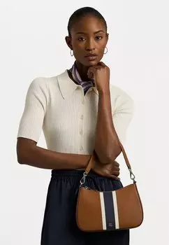 Сумочка CROSSHATCH LEATHER MEDIUM DANNI BAG Ralph Lauren, цвет Tan/Soft White/Navy