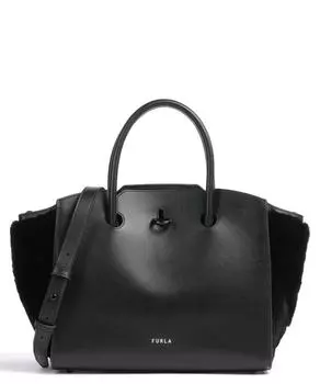 Сумочка Genesi M мелкозернистая телячья кожа, мех Furla, черный