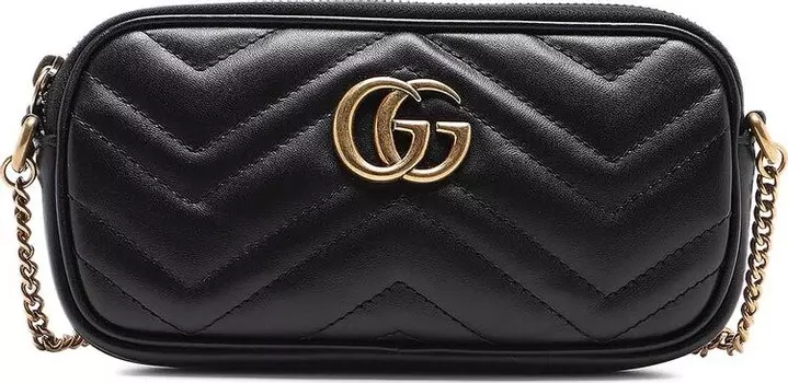 Сумочка Gucci GG Marmont Matelass Zip Top Super Mini Bag Black, черный