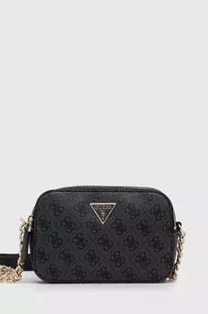 Сумочка Guess с фирменным принтом на цепочке, серо-черный