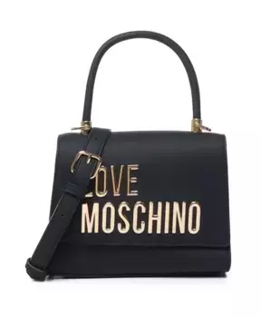 Сумочка из экокожи с золотыми буквами Love Moschino, черный