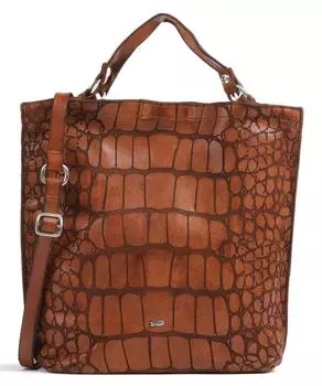 Сумочка из тисненой яловой кожи Campomaggi, коричневый