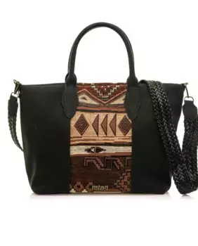 Сумочка из ткани бохо с плетеной ручкой Mustang, черный