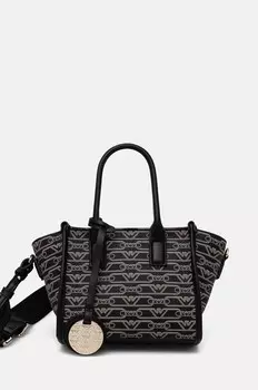 Сумка шоппер женская Emporio Armani с фирменным принтом, черный