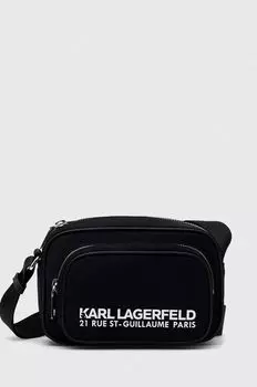 Сумочка Karl Lagerfeld с внешним карманом и надписью, черный