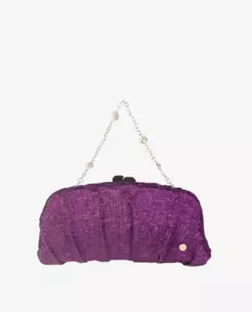 Сумочка-клатч из присборенного атласа цвета баклажана с изящной ручкой Volum, бордовый