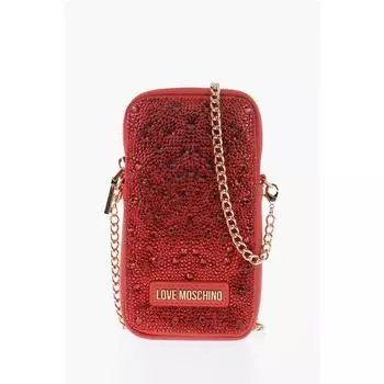 Сумочка LOVE со стразами и золотой цепочкой Moschino, Red