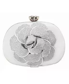 Сумочка Minaudiere с кристаллами и цветком Nina, белый