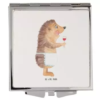 Сумочка Mr. & Mrs. Panda, зеркало, квадратный ежик, вино - белое - подарок, зеркало для макияжа, животные, серебро, забавные высказывания, белое вино, красное вино, подарок для любителей вина, белый