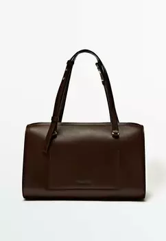 Сумочка Plain Bowling Massimo Dutti, цвет dark brown