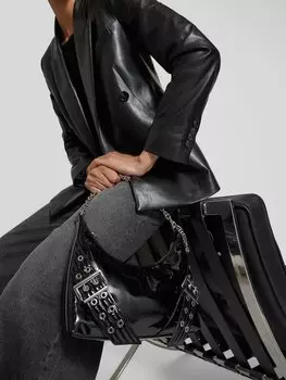Сумочка с аппликацией на этикетку, модель «BGRAYA» Steve Madden, черный