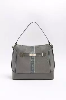 Сумочка с лямкой и монограммой River Island, серый