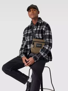 Сумочка с нашивкой-лейблом и карабином ARMANI EXCHANGE, серо-коричневый