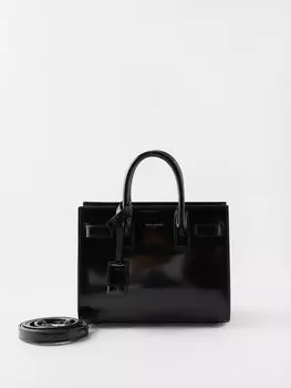 Сумочка sac de jour из лакированной нано-кожи Saint Laurent, черный
