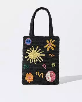 Сумочка-трансформер в сумку через плечо с магнитной застежкой и бусинами черного цвета Parfois, черный