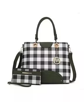 Сумочка в клетку Gabriella с кошельком от Mia K Mkf Collection, зеленый