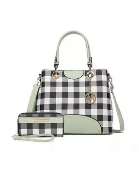Сумочка в клетку Gabriella с кошельком от Mia K Mkf Collection, зеленый