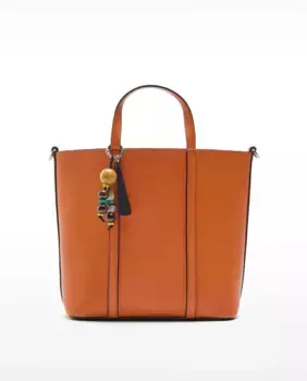Сумочка в стиле тоут трансформируется в сумку через плечо с застежкой-молнией и декоративным брелоком однотонного цвета Parfois, оранжевый
