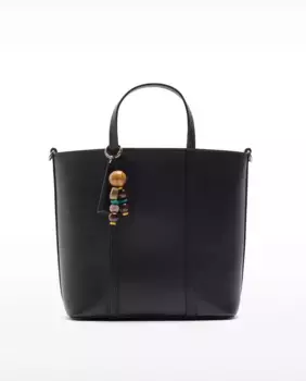 Сумочка в стиле тоут трансформируется в сумку через плечо с застежкой-молнией и декоративным брелоком однотонного цвета Parfois, чёрный