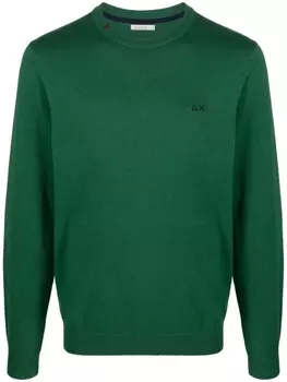 Sun 68 джемпер тонкой вязки с вышитым логотипом, зеленый