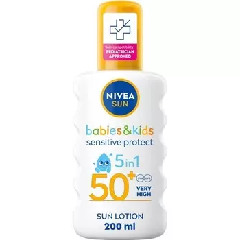 Sun Kids Sensitive Protect & Care Солнцезащитный спрей Spf 50+ 200 мл, Nivea