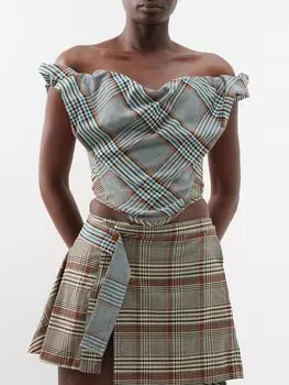Sunday корсетный топ в клетку шотландка с открытыми плечами Vivienne Westwood, синий