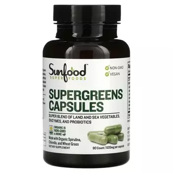 Sunfood Supergreens 620 мг, 90 капсул